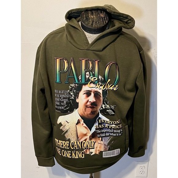 Reason Other - Reason Hoodie Mens 2XL Green Pablo Escobar Graphic Pullover Fleece Sweatshirt‎